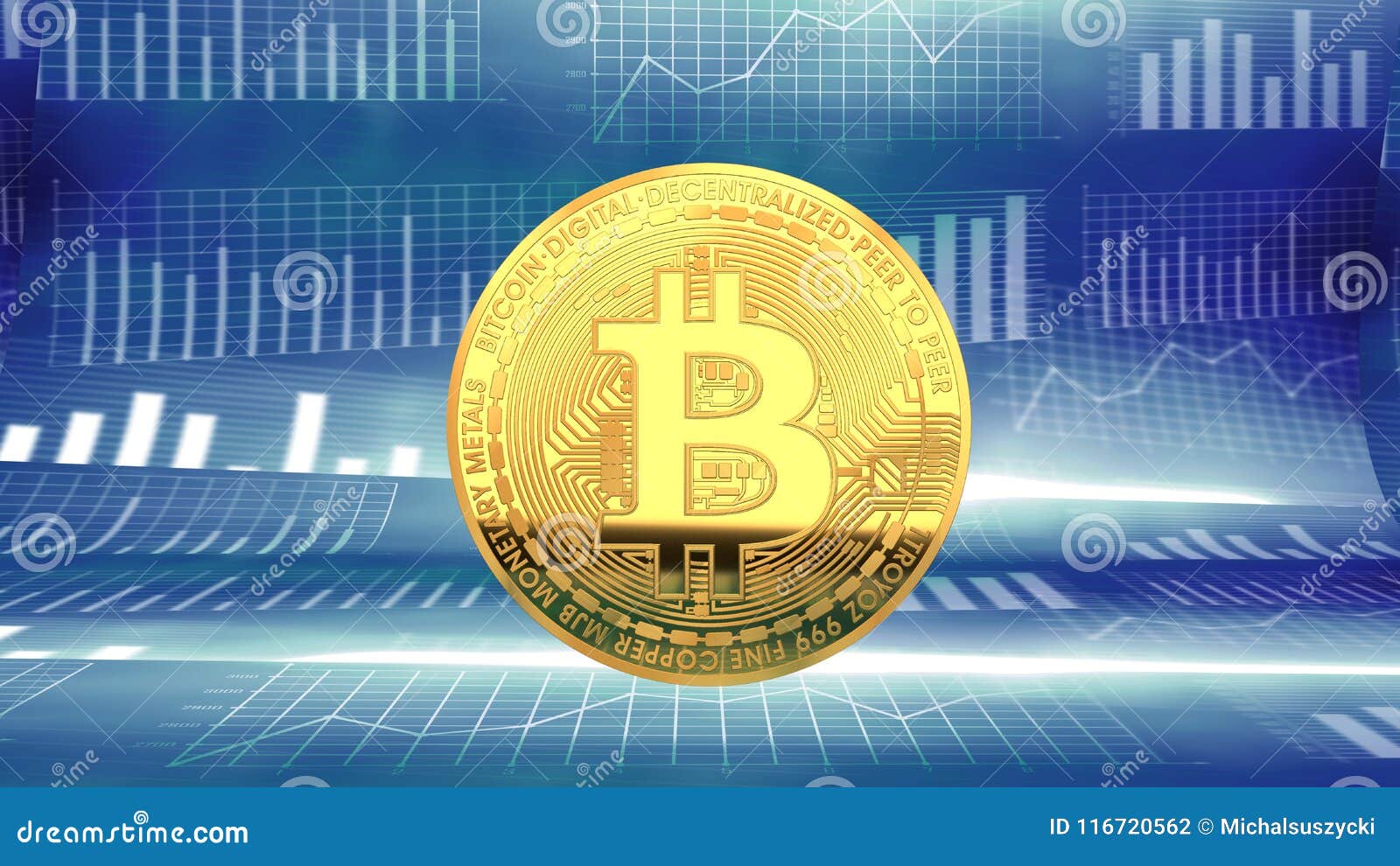 Online Coin Bitcoin Internet Currency Blue Digital Graph - 